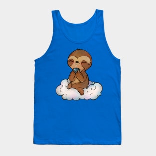 Kawaii Sloth Sipping on Coffee Tank Top